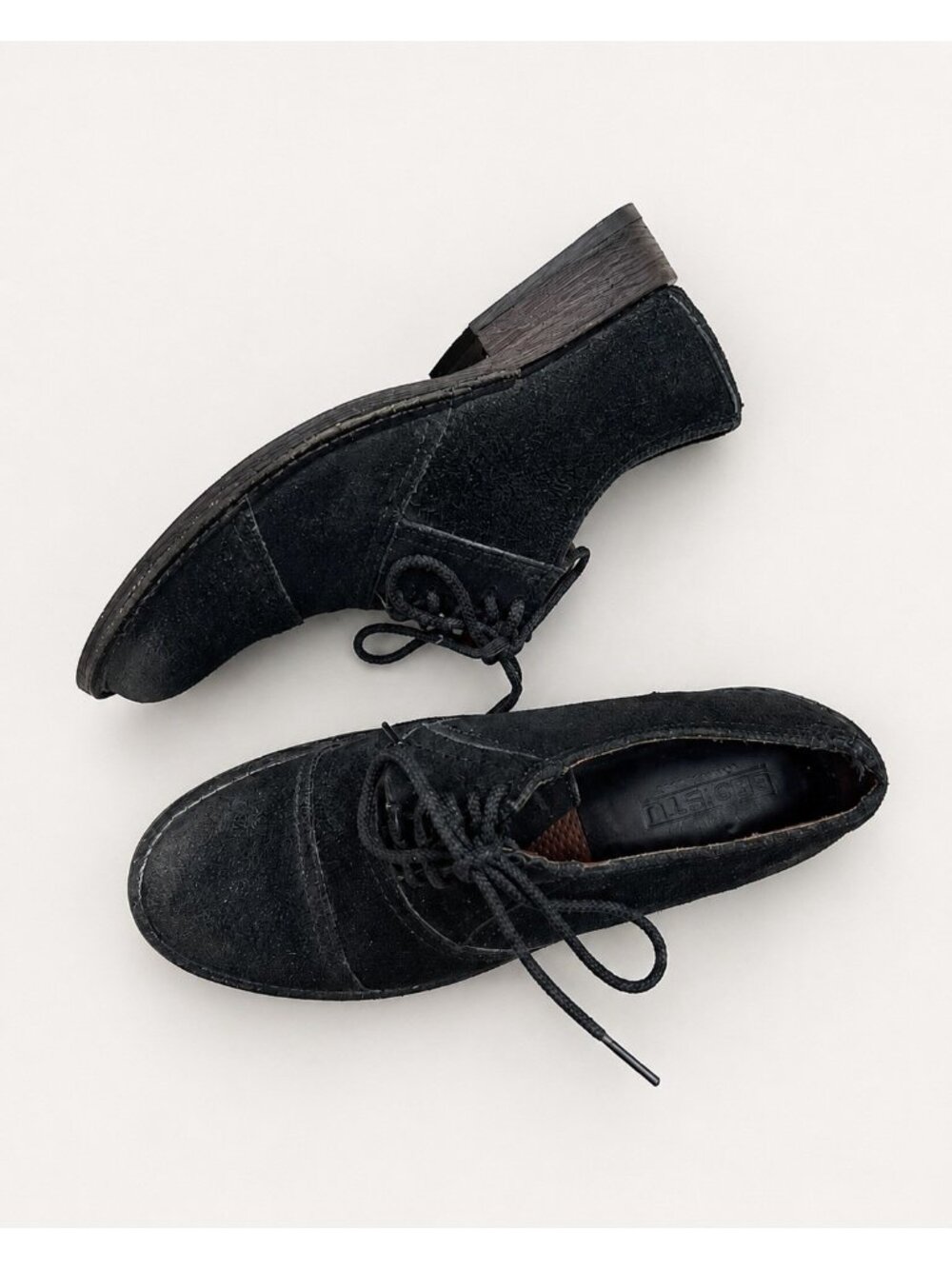 Bed|Stu Men’s Size 10 Black Distressed Leather Lace-Up Oxford Shoes Handmade